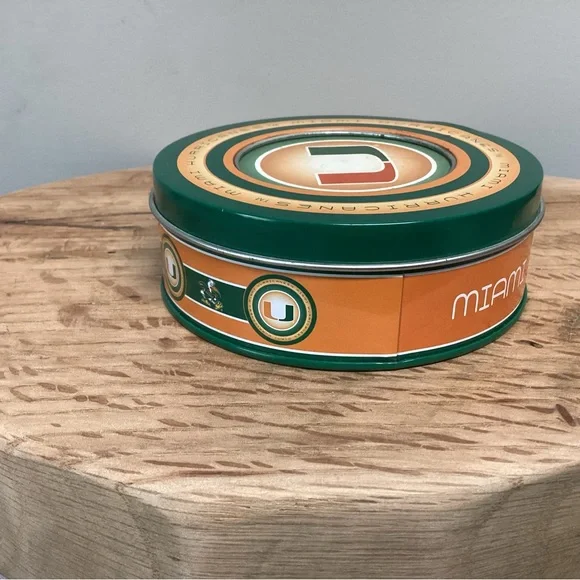 🟢 Miami Hurricanes College Football Ceramic Coaster Set in Metal Tin - Rare - Picture 4 of 16